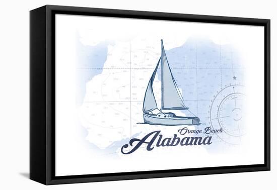 Orange Beach, Alabama - Sailboat - Blue - Coastal Icon-Lantern Press-Framed Stretched Canvas