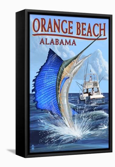 Orange Beach, Alabama - Sailfish Scene-Lantern Press-Framed Stretched Canvas