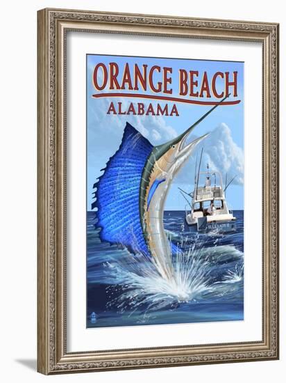 Orange Beach, Alabama - Sailfish Scene-Lantern Press-Framed Art Print