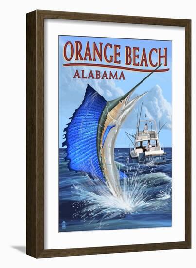 Orange Beach, Alabama - Sailfish Scene-Lantern Press-Framed Art Print