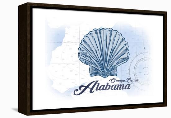 Orange Beach, Alabama - Scallop Shell - Blue - Coastal Icon-Lantern Press-Framed Stretched Canvas