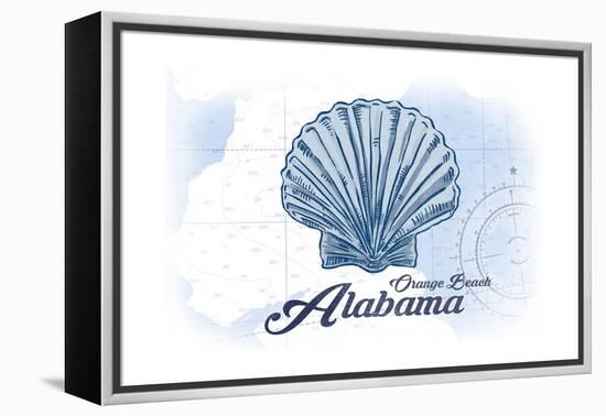 Orange Beach, Alabama - Scallop Shell - Blue - Coastal Icon-Lantern Press-Framed Stretched Canvas