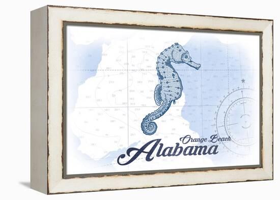 Orange Beach, Alabama - Seahorse - Blue - Coastal Icon-Lantern Press-Framed Stretched Canvas