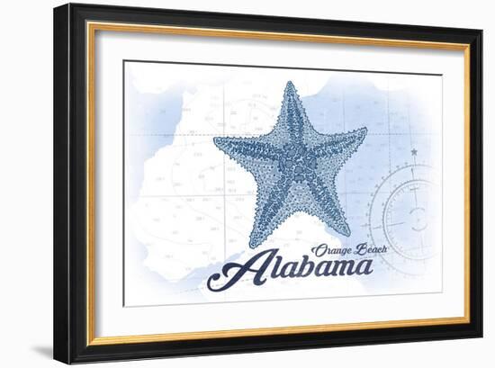 Orange Beach, Alabama - Starfish - Blue - Coastal Icon-Lantern Press-Framed Art Print