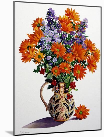 Orange Chrysanthemums-Christopher Ryland-Mounted Giclee Print