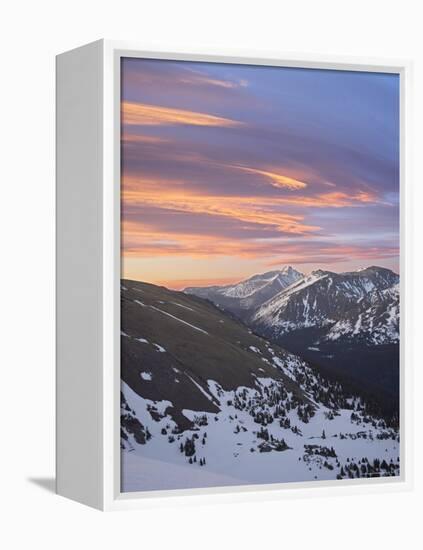 Orange Clouds at Dawn Above Longs Peak, Rocky Mountain National Park, Colorado-James Hager-Framed Premier Image Canvas