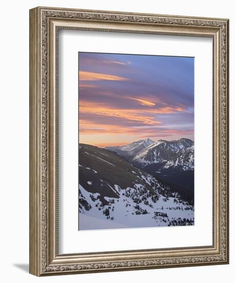 Orange Clouds at Dawn Above Longs Peak, Rocky Mountain National Park, Colorado-James Hager-Framed Photographic Print