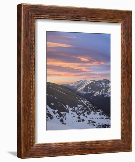 Orange Clouds at Dawn Above Longs Peak, Rocky Mountain National Park, Colorado-James Hager-Framed Photographic Print