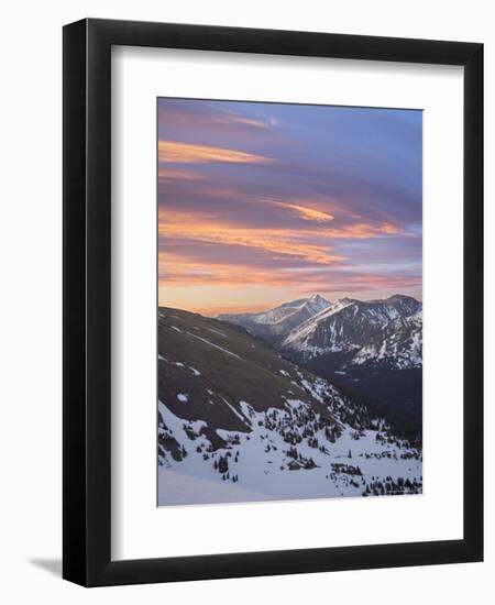 Orange Clouds at Dawn Above Longs Peak, Rocky Mountain National Park, Colorado-James Hager-Framed Photographic Print