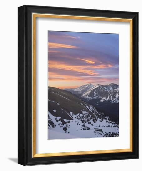 Orange Clouds at Dawn Above Longs Peak, Rocky Mountain National Park, Colorado-James Hager-Framed Photographic Print