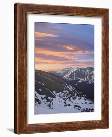 Orange Clouds at Dawn Above Longs Peak, Rocky Mountain National Park, Colorado-James Hager-Framed Photographic Print