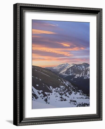 Orange Clouds at Dawn Above Longs Peak, Rocky Mountain National Park, Colorado-James Hager-Framed Photographic Print