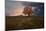 Orange colored oak in a field with a stormy cloudy sky and sunset light filtering on the side-Francesco Fanti-Mounted Photographic Print