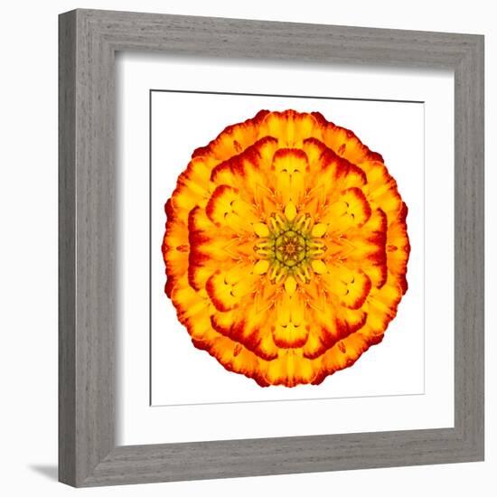 Orange Concentric Marigold Mandala Flower-tr3gi-Framed Art Print