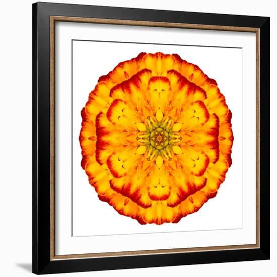 Orange Concentric Marigold Mandala Flower-tr3gi-Framed Art Print