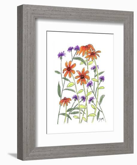 Orange Corn Flower-Beverly Dyer-Framed Art Print