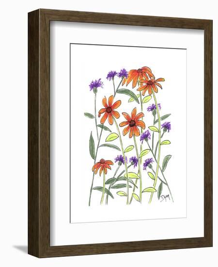 Orange Corn Flower-Beverly Dyer-Framed Art Print