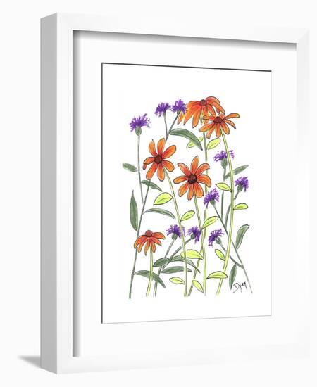 Orange Corn Flower-Beverly Dyer-Framed Art Print