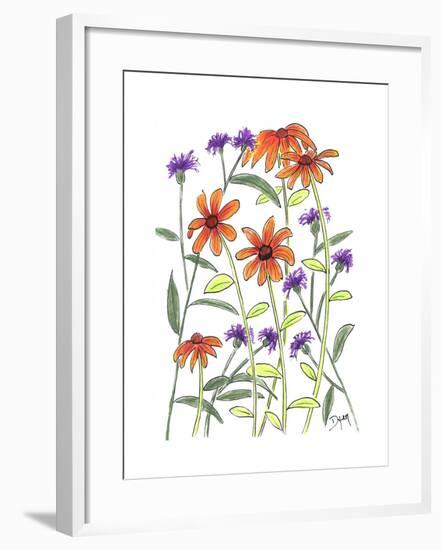 Orange Corn Flower-Beverly Dyer-Framed Art Print