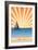 Orange County, California - Beach Scene with Rays and Sailboat-Lantern Press-Framed Art Print