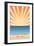 Orange County, California - Beach Scene with Rays-Lantern Press-Framed Art Print