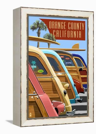 Orange County, California - Woodies Lined Up-Lantern Press-Framed Stretched Canvas