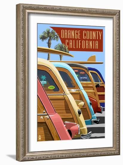 Orange County, California - Woodies Lined Up-Lantern Press-Framed Art Print