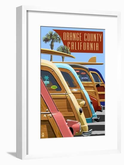 Orange County, California - Woodies Lined Up-Lantern Press-Framed Art Print