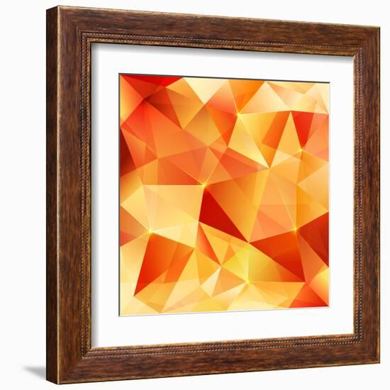 Orange Crystal Vector Abstract Pattern-art_of_sun-Framed Art Print