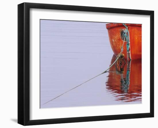 Orange Dinghy in Calm Harbor of Peggy's Cove, Nova Scotia, Canada-Julie Eggers-Framed Photographic Print