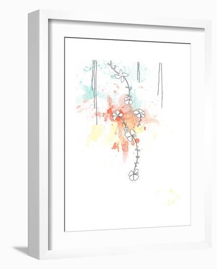 Orange Floral Splash-Jan Weiss-Framed Art Print