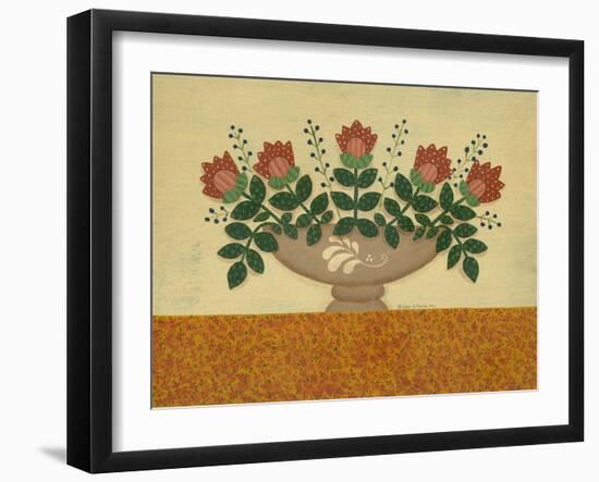 Orange Flowers with Gold Orange Tablecloth-Debbie McMaster-Framed Giclee Print