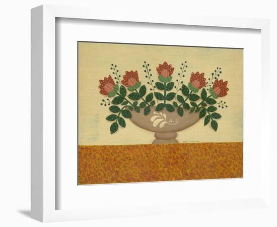 Orange Flowers with Gold Orange Tablecloth-Debbie McMaster-Framed Premium Giclee Print