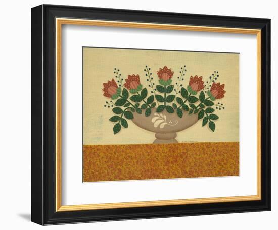 Orange Flowers with Gold Orange Tablecloth-Debbie McMaster-Framed Premium Giclee Print