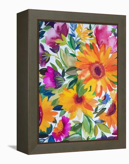 Orange Gerber Daisies 2-Kim Parker-Framed Premier Image Canvas