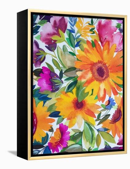 Orange Gerber Daisies 2-Kim Parker-Framed Premier Image Canvas