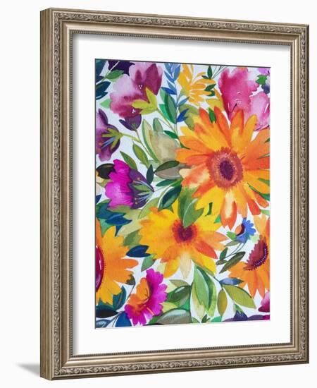 Orange Gerber Daisies 2-Kim Parker-Framed Giclee Print