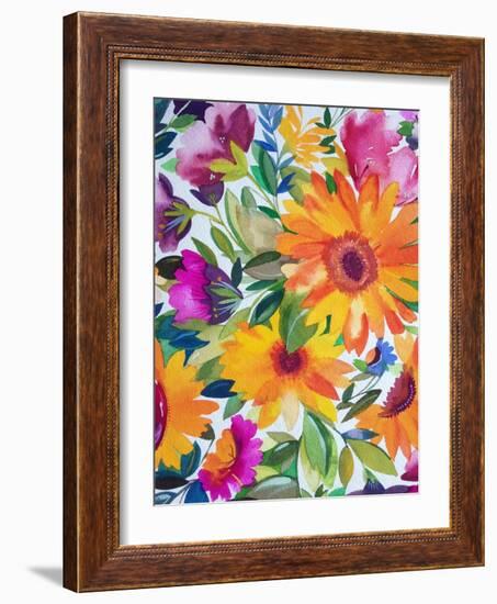 Orange Gerber Daisies 2-Kim Parker-Framed Giclee Print