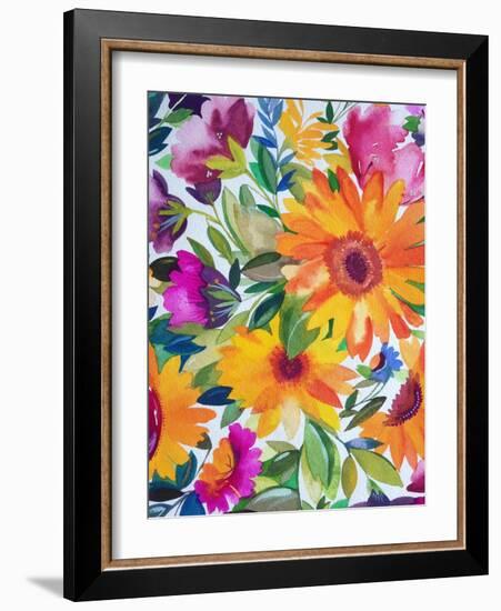 Orange Gerber Daisies 2-Kim Parker-Framed Giclee Print