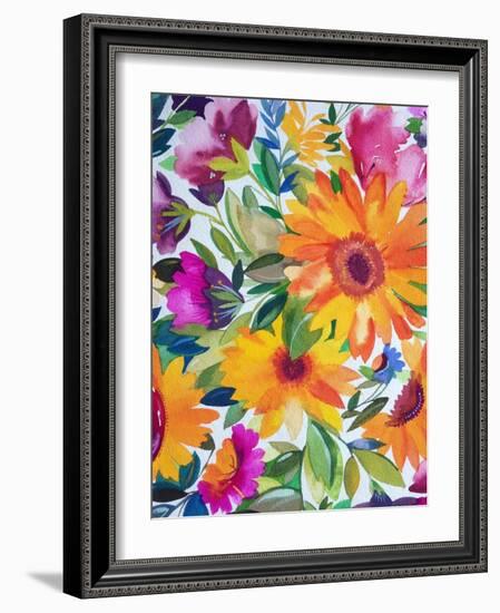 Orange Gerber Daisies 2-Kim Parker-Framed Giclee Print