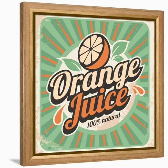 Orange Juice Retro Poster-Lukeruk-Framed Stretched Canvas