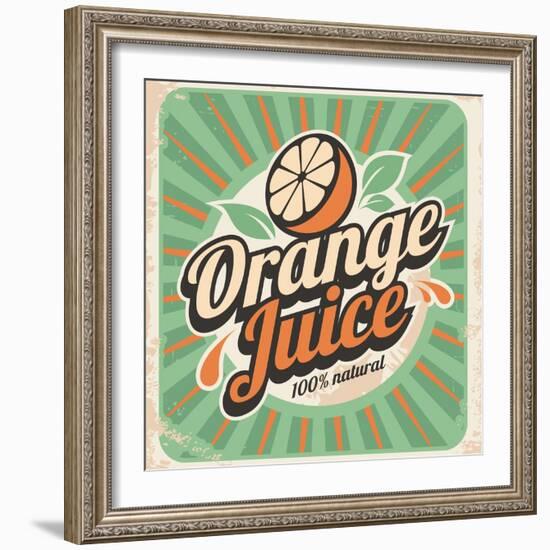 Orange Juice Retro Poster-Lukeruk-Framed Art Print