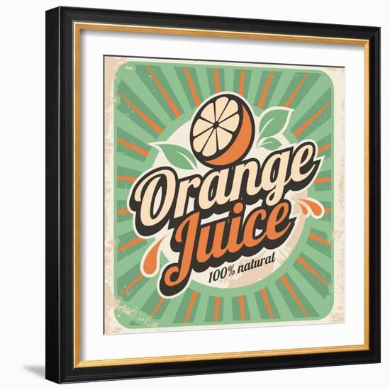 Orange Juice Retro Poster-Lukeruk-Framed Art Print