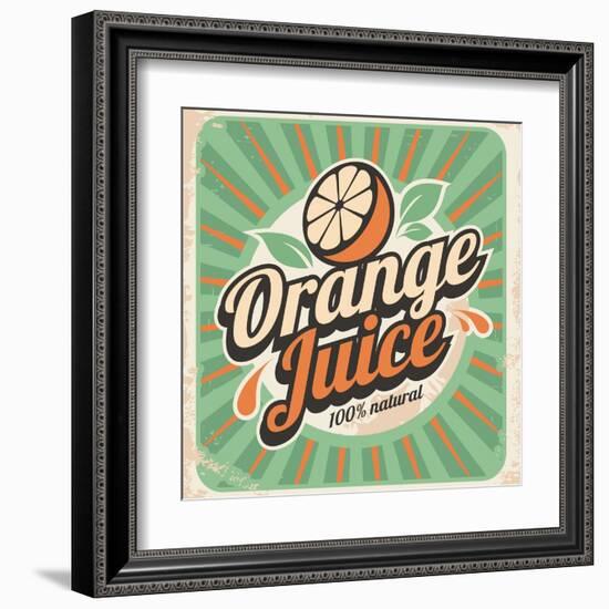 Orange Juice Retro Poster-Lukeruk-Framed Art Print