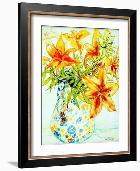 Orange Lilies in a Japanese Vase, 2000-Joan Thewsey-Framed Giclee Print