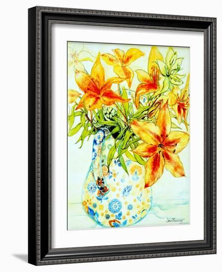 Orange Lilies in a Japanese Vase, 2000-Joan Thewsey-Framed Giclee Print