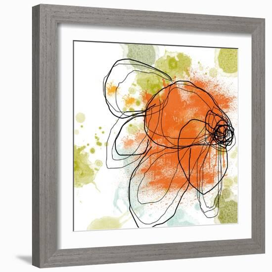 Orange Liquid Flower-Jan Weiss-Framed Premium Giclee Print