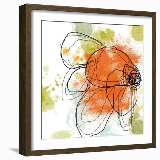 Orange Liquid Flower-Jan Weiss-Framed Premium Giclee Print