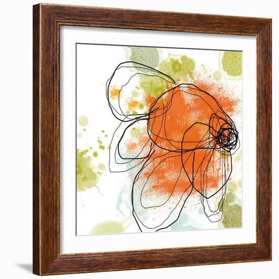 Orange Liquid Flower-Jan Weiss-Framed Premium Giclee Print