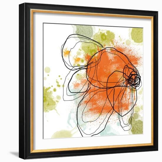 Orange Liquid Flower-Jan Weiss-Framed Premium Giclee Print